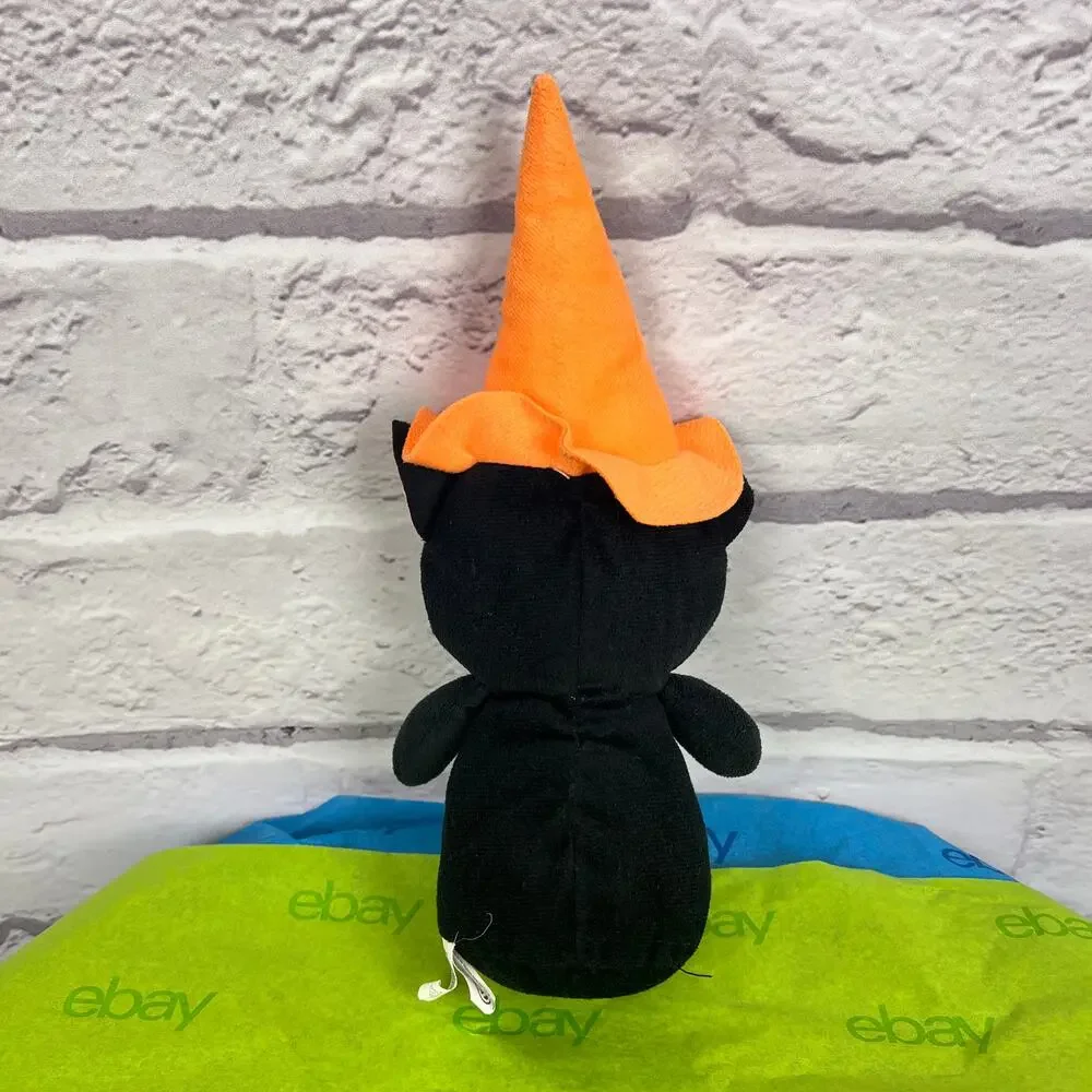 Lot (2) A & A GLOBAL Candy Corn Bat Pumpkin Witch Black Cat Halloween Plush Toys